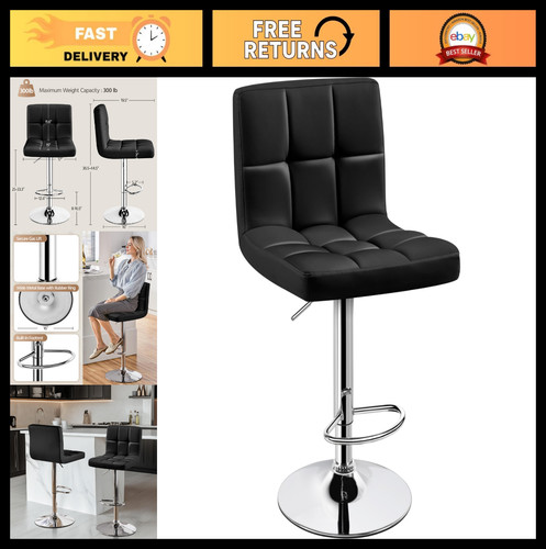 Adjustable black bar stool - bar,