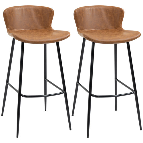 Bar stools set brown pu - bar,