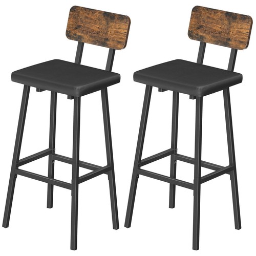 Black bar stools set pu - black, 2
